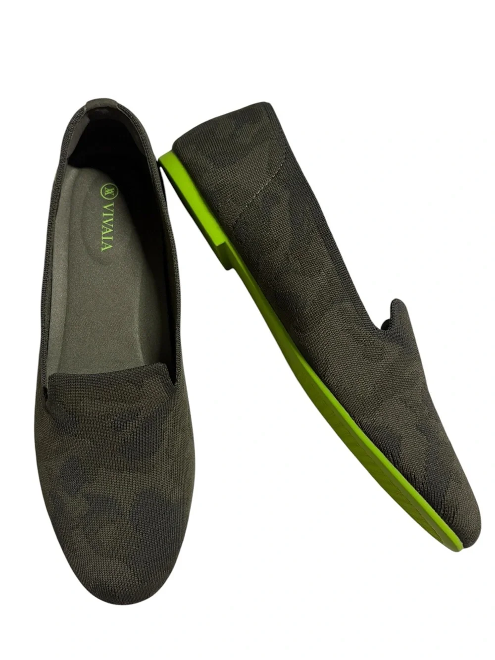 Vivaia Audrey knit flats round toe dark camo women’s size 41.5 US women’s 10